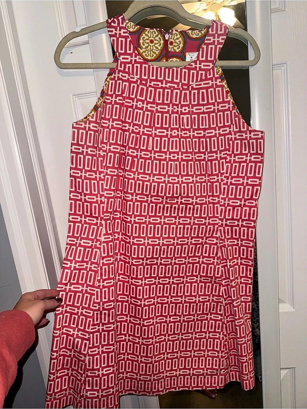 Dizzy Lizzy Geometric Mini Dress in Pink & White Size Medium